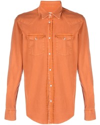 Мужская оранжевая джинсовая рубашка от Dondup