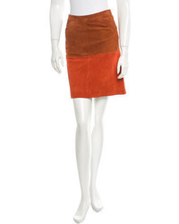 Оранжевая замшевая юбка