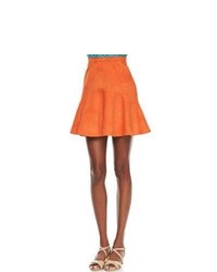 Оранжевая замшевая юбка-трапеция