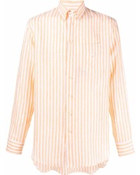Мужская оранжевая классическая рубашка в вертикальную полоску от Etro