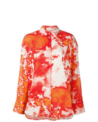Женская оранжевая классическая рубашка с принтом тай-дай от MSGM