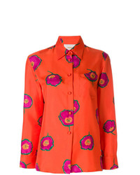 Женская оранжевая классическая рубашка с принтом от La Doublej