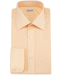 Оранжевая классическая рубашка с узором "гусиные лапки"