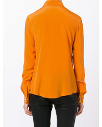 Женская оранжевая классическая рубашка от Balmain