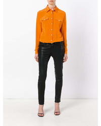 Женская оранжевая классическая рубашка от Balmain
