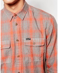 Мужская оранжевая классическая рубашка от Wrangler