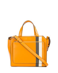 Оранжевая кожаная большая сумка с принтом от Valextra