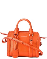 Оранжевая кожаная большая сумка от Alexander McQueen