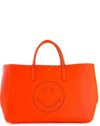 Оранжевая кожаная большая сумка от Anya Hindmarch