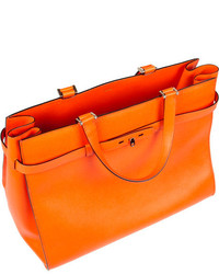 Оранжевая кожаная большая сумка от Valextra