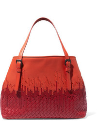 Оранжевая кожаная большая сумка от Bottega Veneta