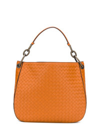 Оранжевая кожаная большая сумка от Bottega Veneta