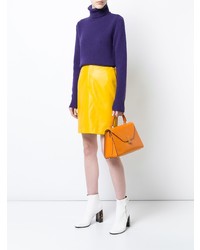 Оранжевая кожаная большая сумка от Valextra