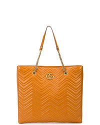 Оранжевая кожаная большая сумка от Gucci