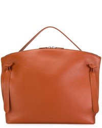 Оранжевая кожаная большая сумка от Jil Sander