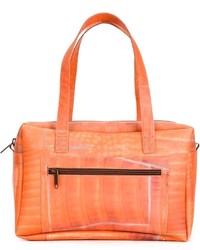 Оранжевая кожаная большая сумка от Luisa Cevese Riedizioni