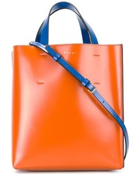 Оранжевая кожаная большая сумка от Marni