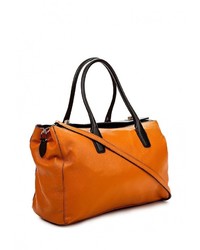 Оранжевая кожаная большая сумка от Moronero