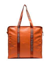 Мужская оранжевая кожаная большая сумка от Heron Preston