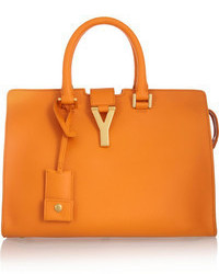 Оранжевая кожаная большая сумка от Saint Laurent