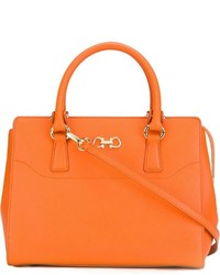 Оранжевая кожаная большая сумка от Salvatore Ferragamo