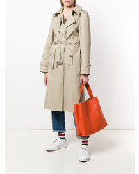 Оранжевая кожаная большая сумка от Orciani