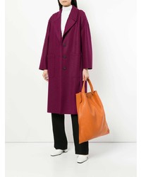 Оранжевая кожаная большая сумка от Jil Sander