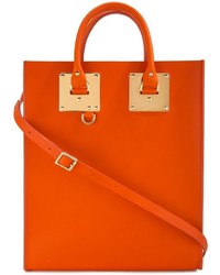 Оранжевая кожаная большая сумка от Sophie Hulme