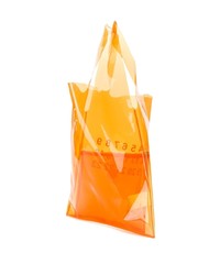 Мужская оранжевая кожаная большая сумка от Maison Margiela