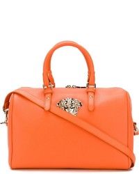 Оранжевая кожаная большая сумка от Versace