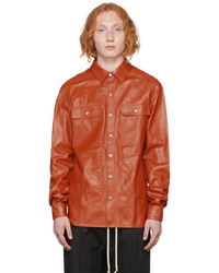 Оранжевая кожаная куртка-рубашка