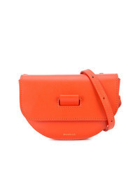 Оранжевая кожаная поясная сумка