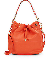 Оранжевая кожаная сумка-мешок