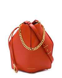Оранжевая кожаная сумка-мешок от Alexander McQueen