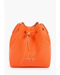 Оранжевая кожаная сумка-мешок от Lancaster
