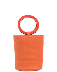 Оранжевая кожаная сумка-мешок от Simon Miller
