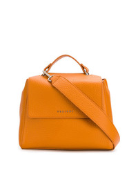 Оранжевая кожаная сумка-саквояж от Orciani