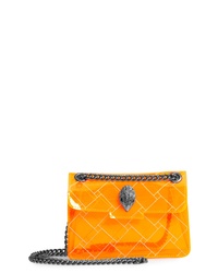 Оранжевая кожаная сумка через плечо с украшением