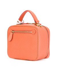 Оранжевая кожаная сумка через плечо с цветочным принтом от MARK CROSS