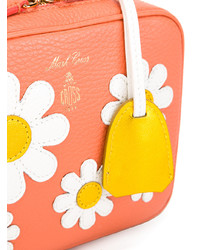 Оранжевая кожаная сумка через плечо с цветочным принтом от MARK CROSS