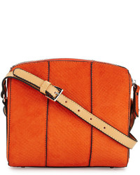 Оранжевая кожаная сумка через плечо со змеиным рисунком