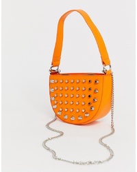 Оранжевая кожаная сумка через плечо от ASOS DESIGN