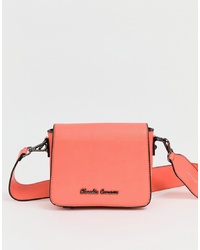 Оранжевая кожаная сумка через плечо от Claudia Canova