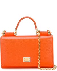 Оранжевая кожаная сумка через плечо от Dolce & Gabbana