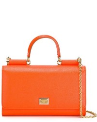 Оранжевая кожаная сумка через плечо от Dolce & Gabbana