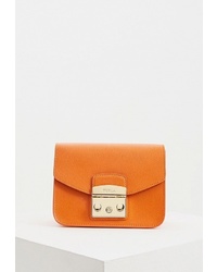 Оранжевая кожаная сумка через плечо от Furla