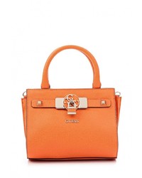 Оранжевая кожаная сумка через плечо от GUESS