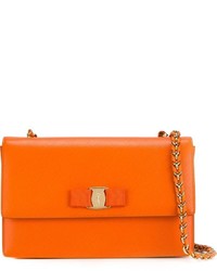Оранжевая кожаная сумка через плечо от Salvatore Ferragamo