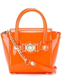 Оранжевая кожаная сумка через плечо от Versace