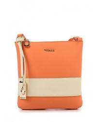 Оранжевая кожаная сумка через плечо от Vitacci